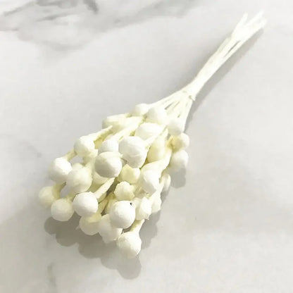 DecorBites™ Ivory Flower Cherry Stamen Berries Bundle for DIY Christmas Wedding Decor