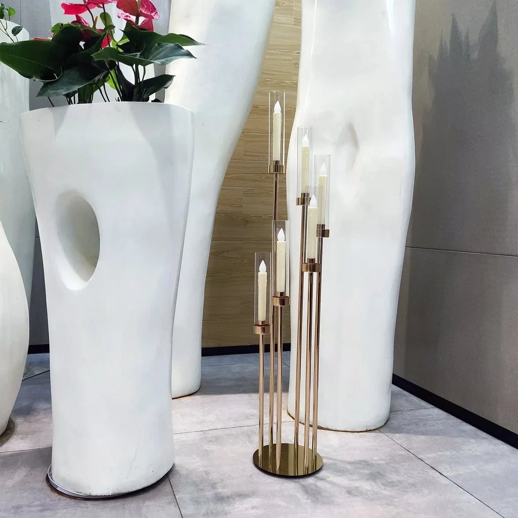4PCS 46" Tall Metal Floor Candle Holders With LED Candles