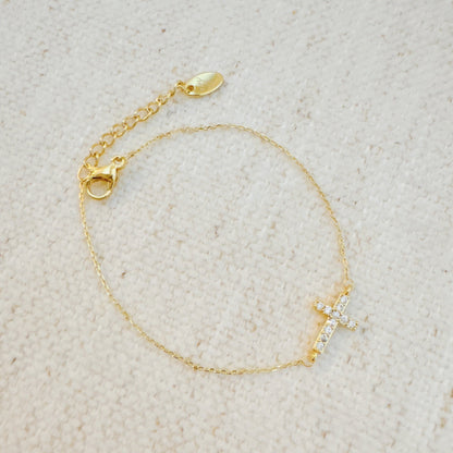 Shiny Side Hanging Cross Bracelet