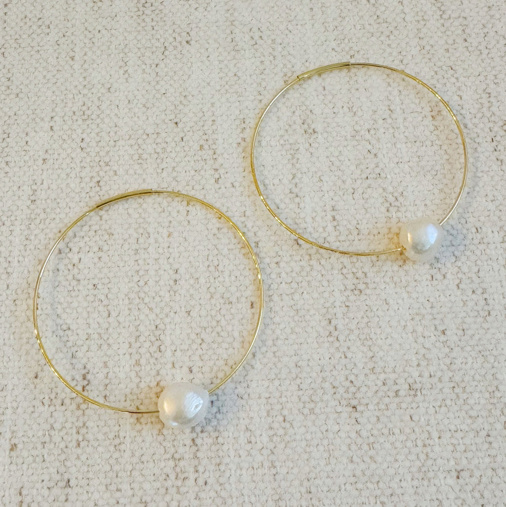 Solo Freshwater Pearl Hoop Earrings
