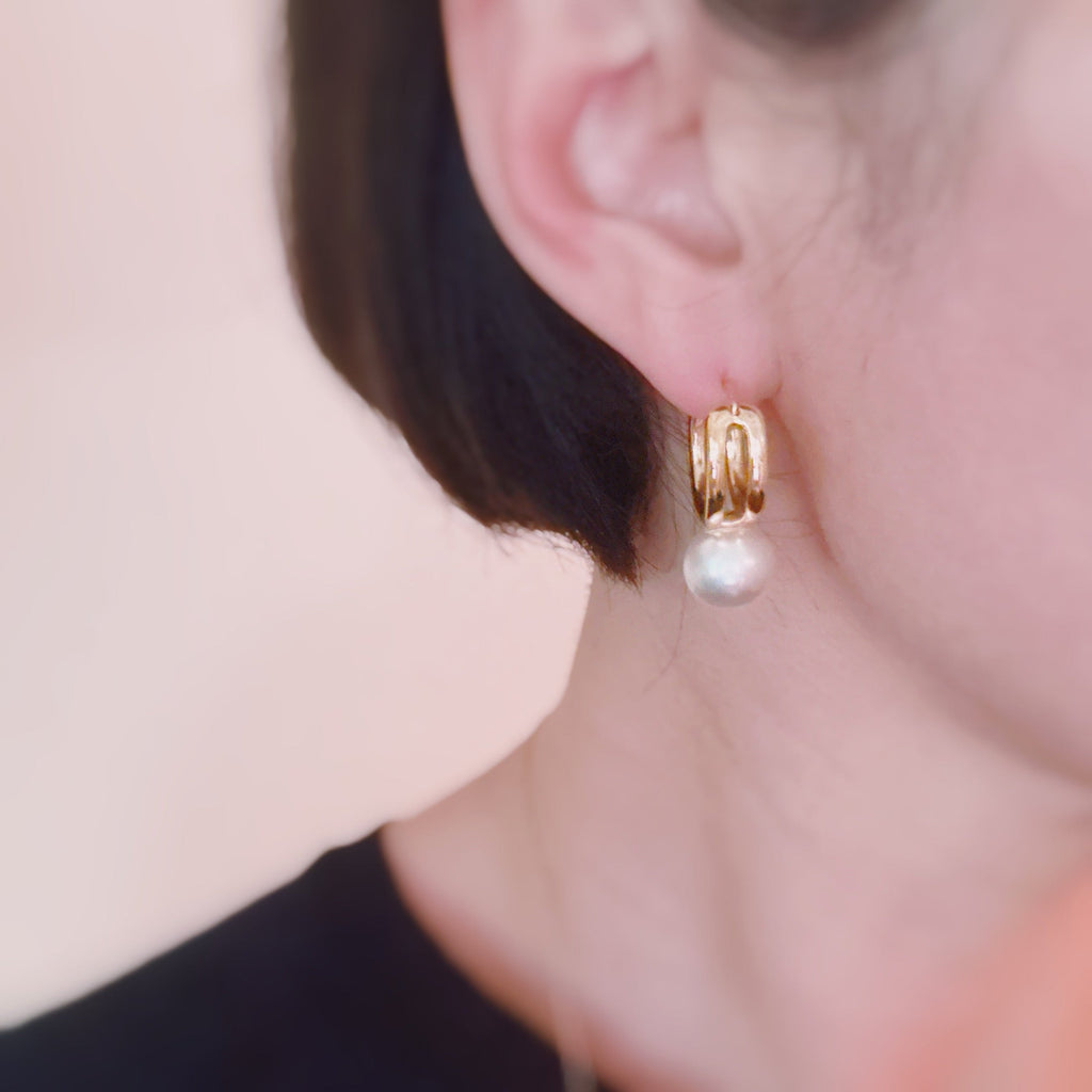 Taylor Pearl Drop Hoop Earrings