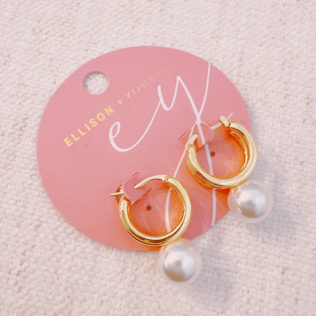 Taylor Pearl Drop Hoop Earrings