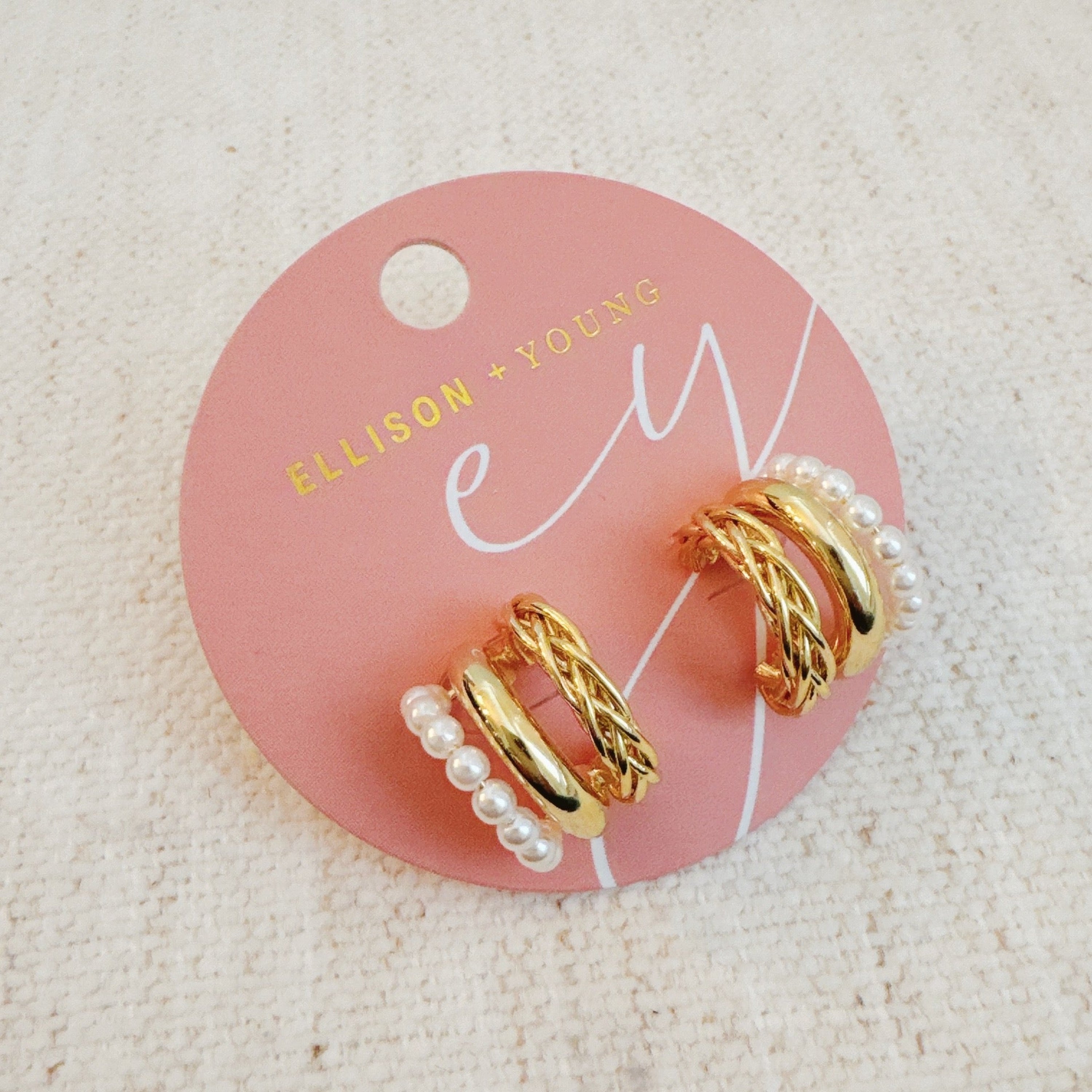 Triple Lovely Pearl Hoop Earrings