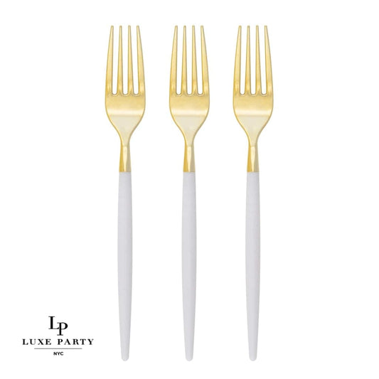 Chic Clear and Gold Plastic Forks | 32 Pieces
