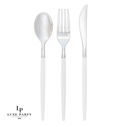 Chic Clear and Silver Plastic Forks | 32 Pieces
