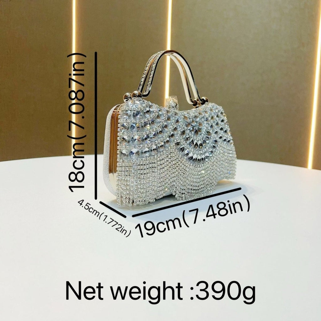 Crystal-Embellished Clutch Bag with Tassels – Versatile Evening Purse for Weddings & Galas (MAC276)