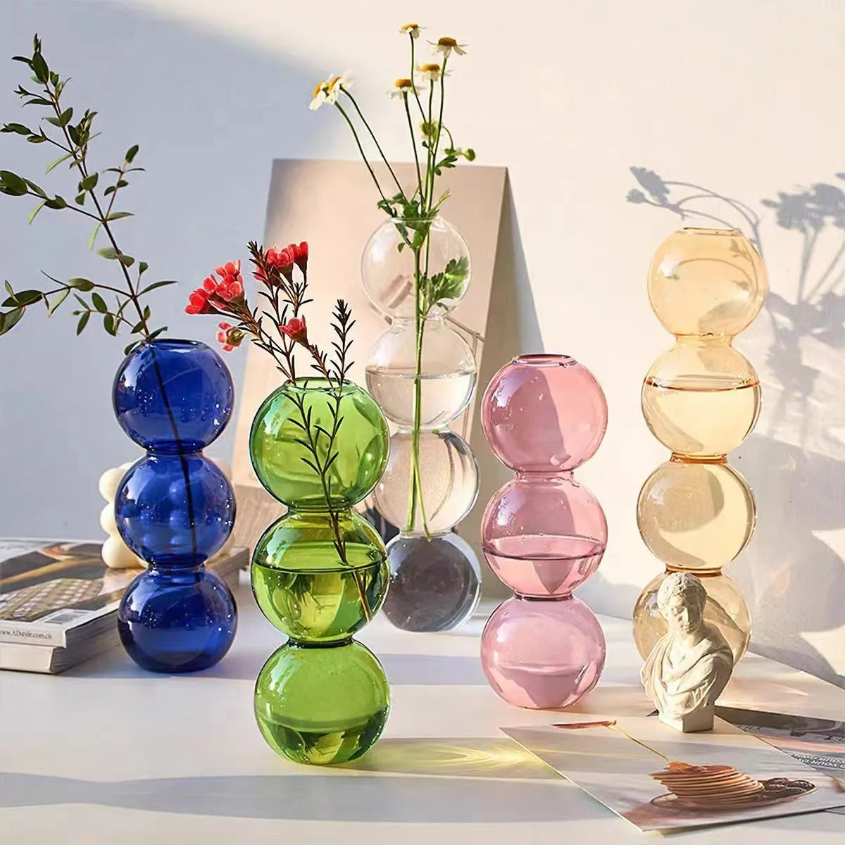 DecorBites™ Clear Glass Bubble Vase for Home Decor
