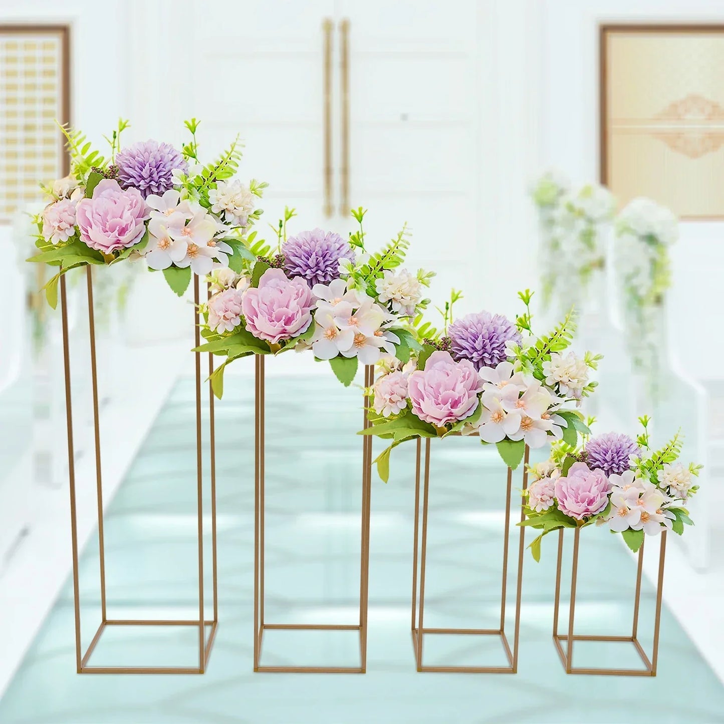 DecorBites™ Gold Wedding Flower Vase Stand Set