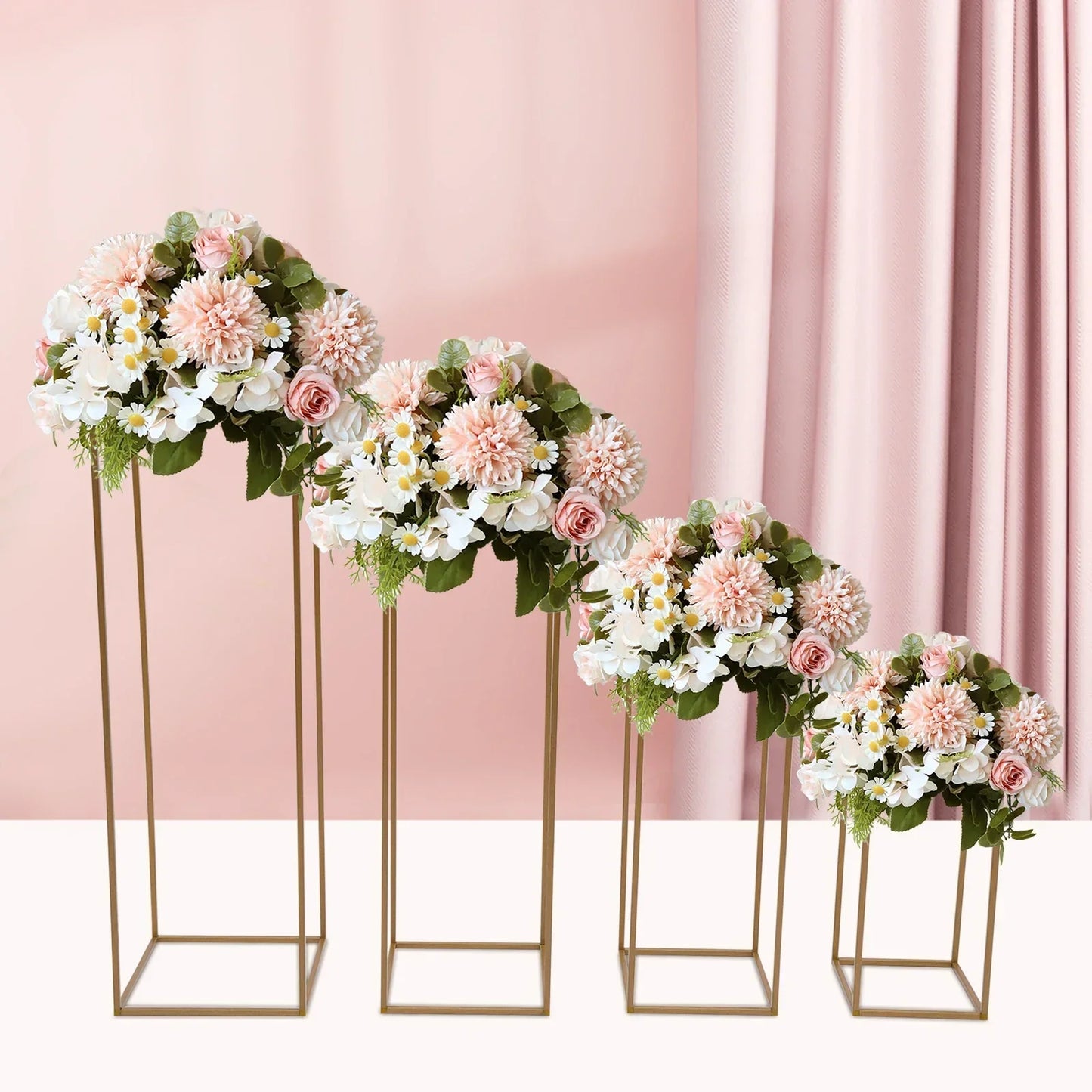 DecorBites™ Gold Wedding Flower Vase Stand Set