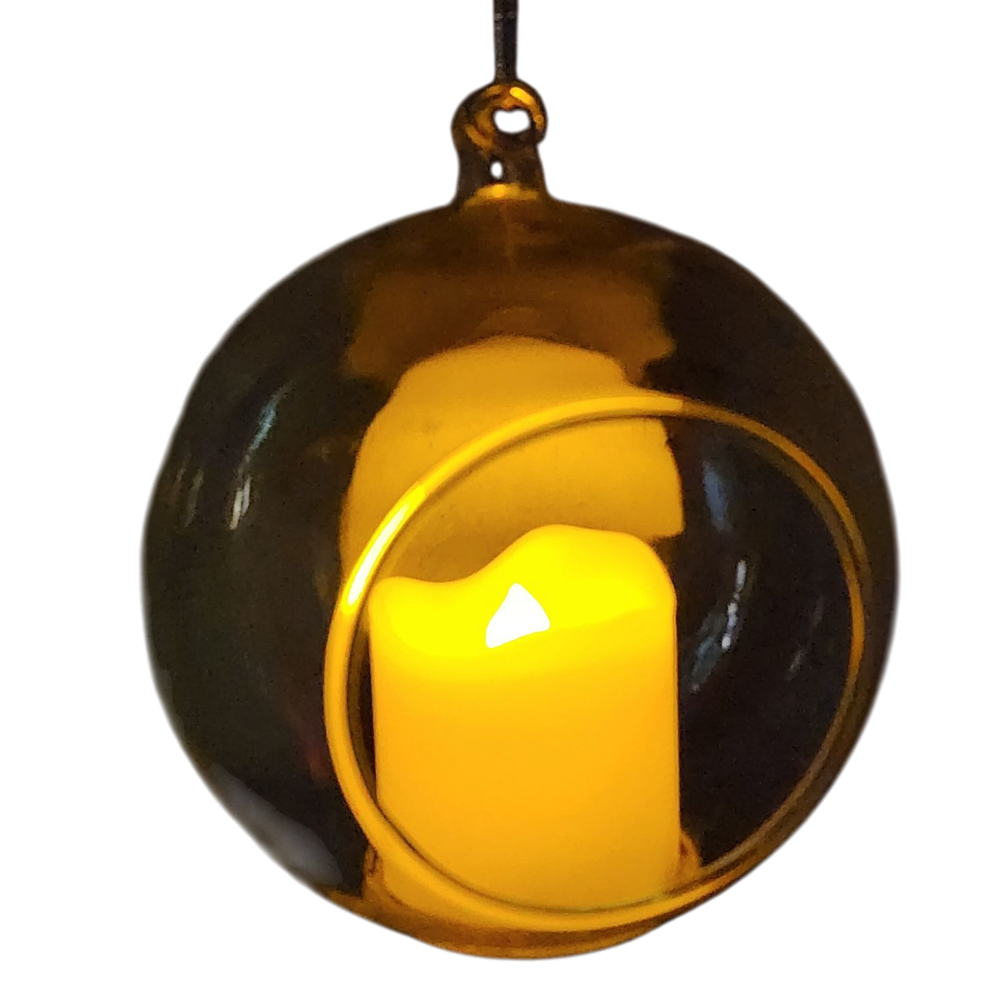 Battery-Operated Lighted LED Candle In Glass Ball Ornament