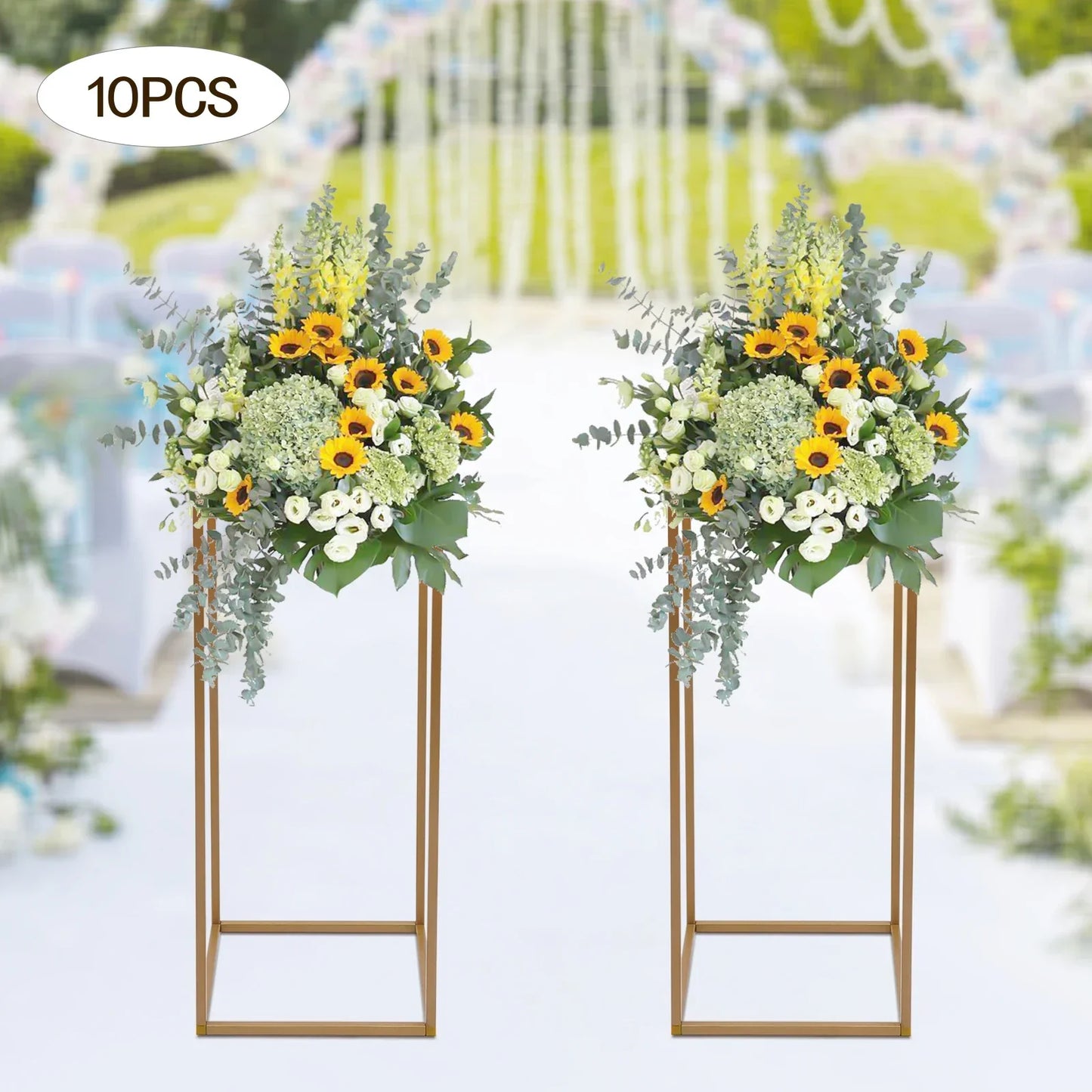DecorBites™ Gold Metal Wedding Flower Stand Set