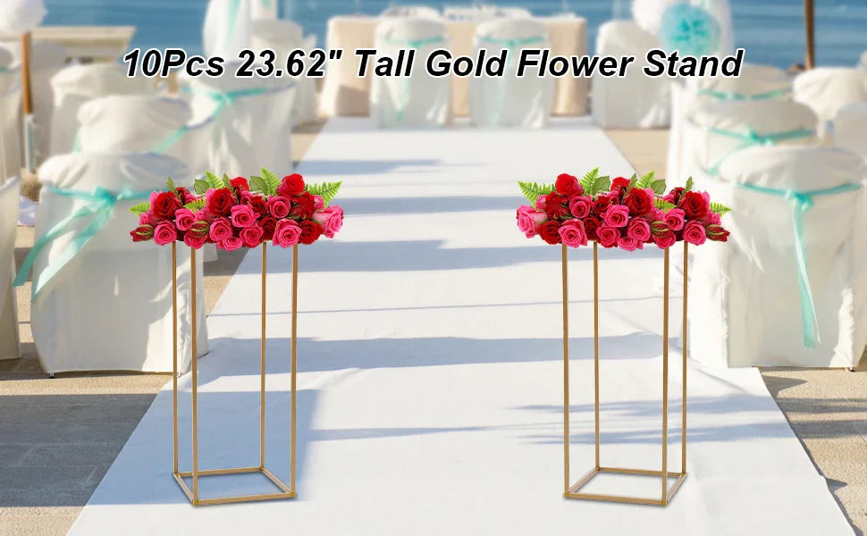DecorBites™ Gold Metal Wedding Flower Stand Set