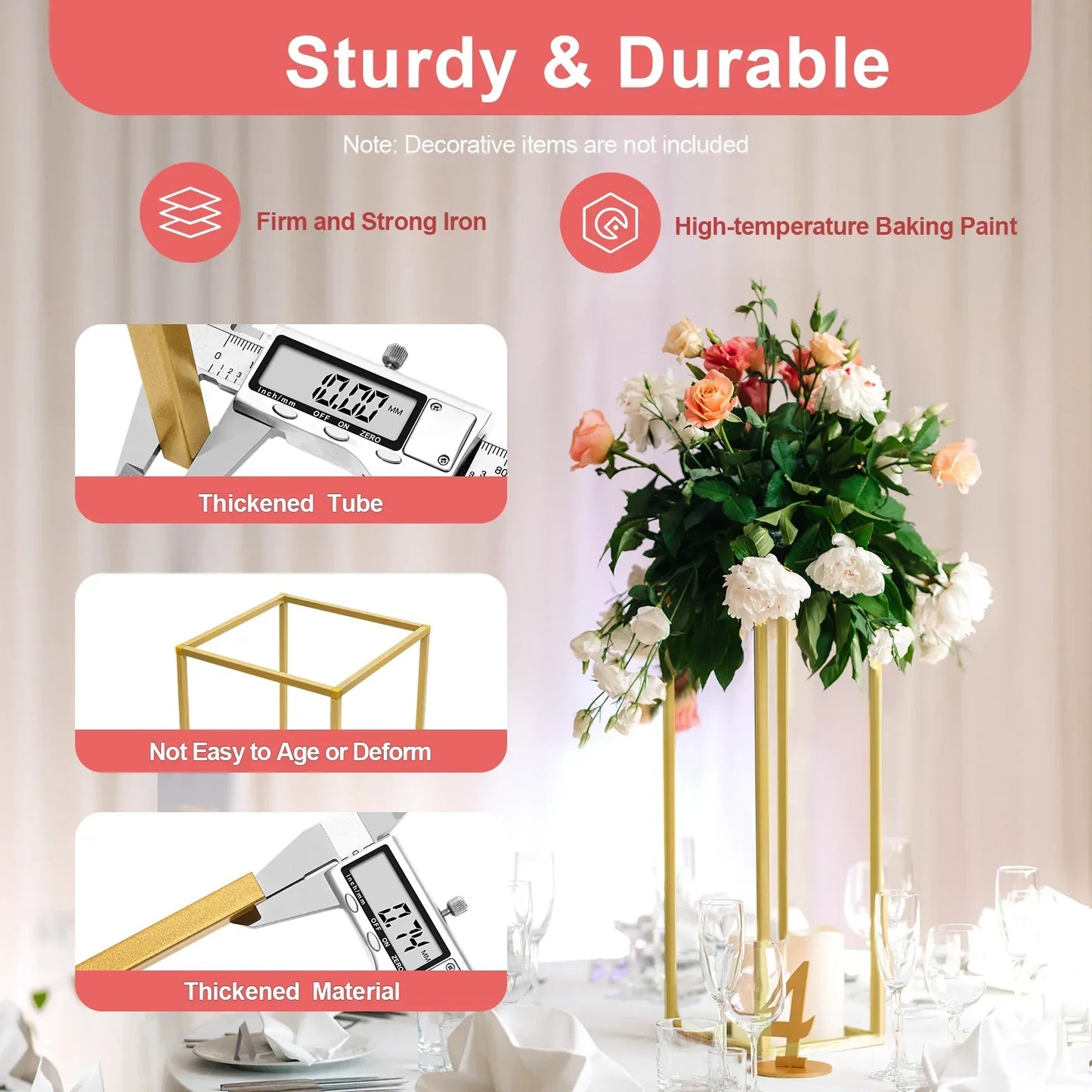DecorBites™ Gold Metal Wedding Flower Stand Set