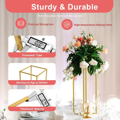 DecorBites™ Gold Metal Wedding Flower Stand Set