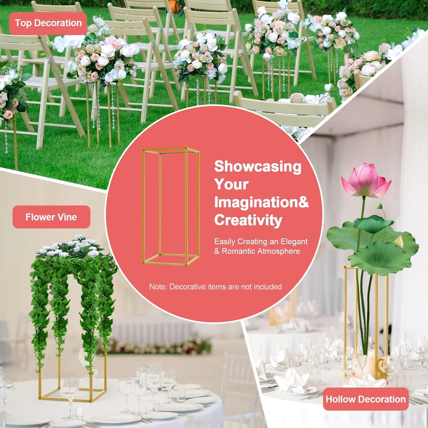 DecorBites™ Gold Metal Wedding Flower Stand Set