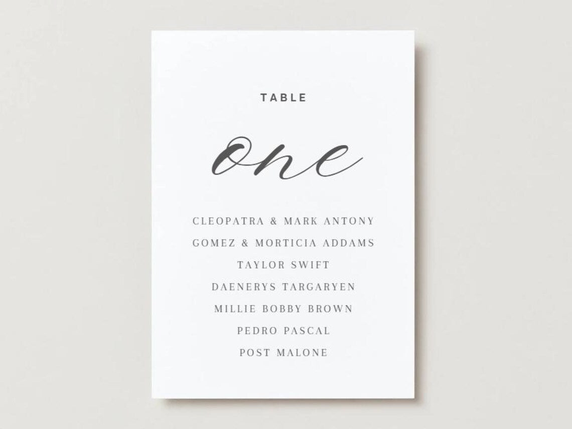 Wedding Table Numbers 1-10 | Printable Seating Chart Signs