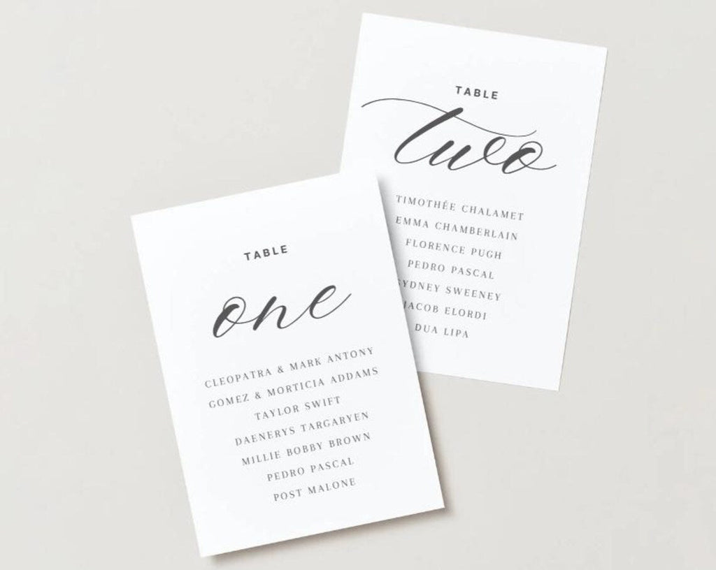 Wedding Table Numbers 1-10 | Printable Seating Chart Signs