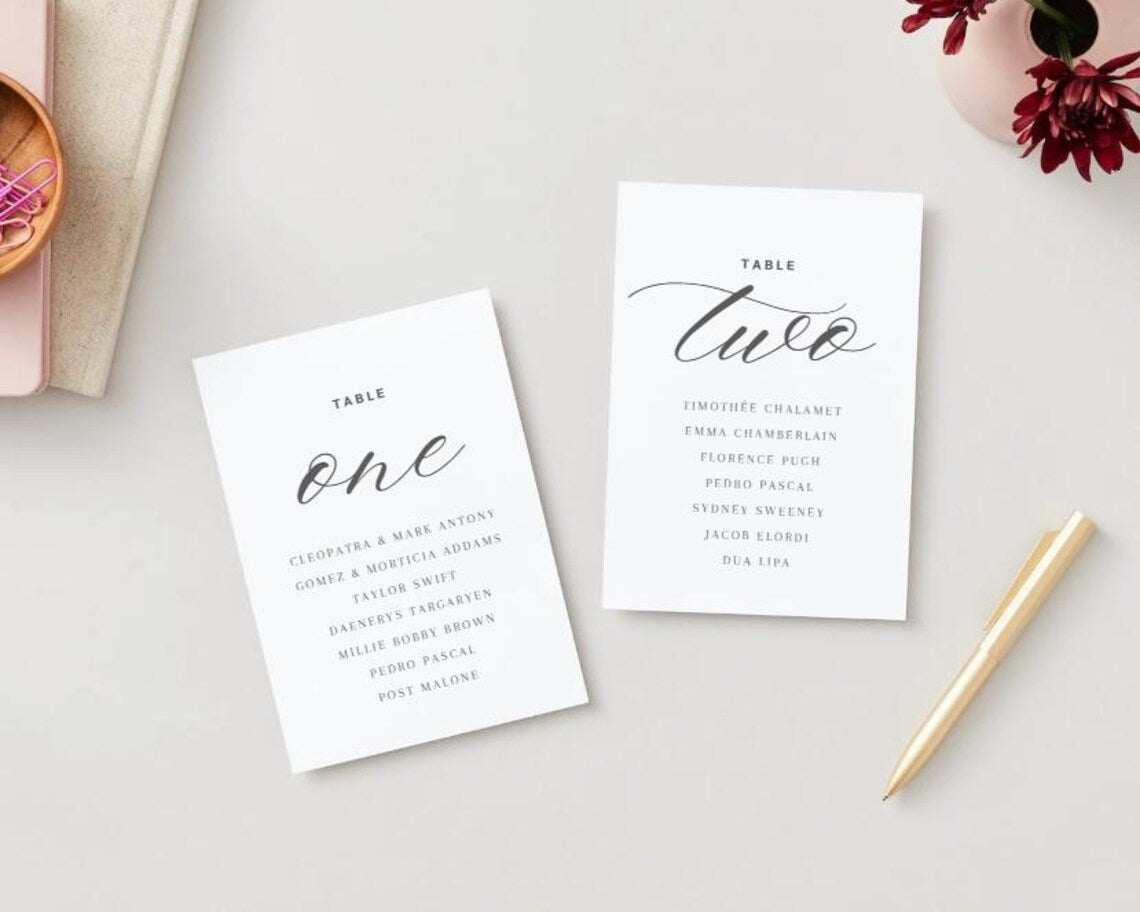 Wedding Table Numbers 1-10 | Printable Seating Chart Signs