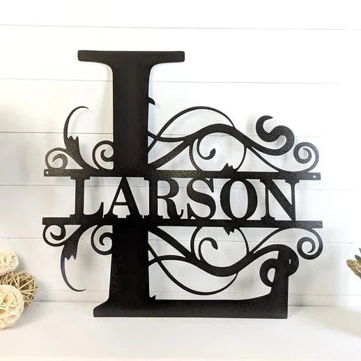 Name Sign - Custom Metal Sign, Family Split Letter Monogram, Wedding Gift