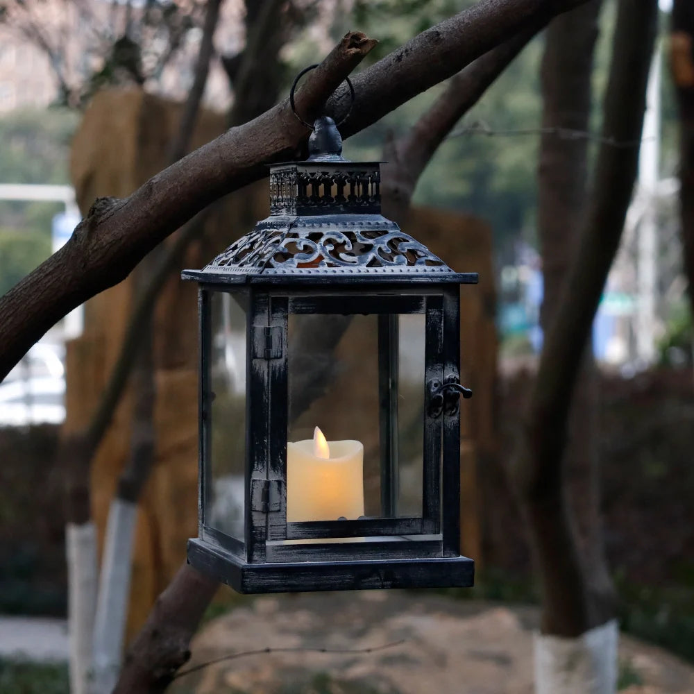 Antique Grey Brush Decorative Lanterns（ Set of 2 ）