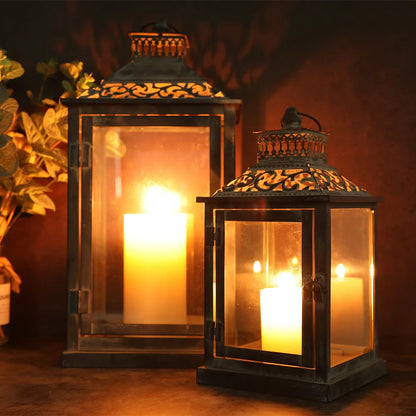 Antique Grey Brush Decorative Lanterns（ Set of 2 ）