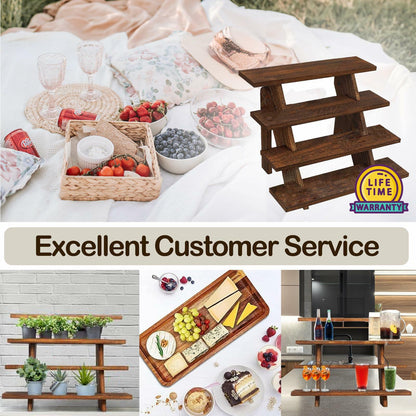 AZ-Homey Platane Wood 4-Tier Display Stand Rustic Brown