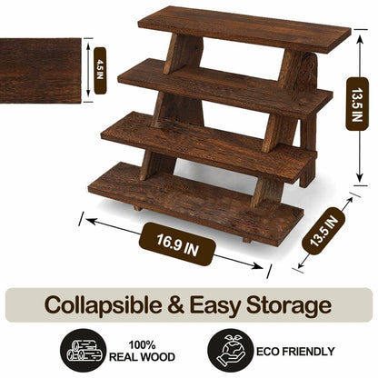 AZ-Homey Platane Wood 4-Tier Display Stand Rustic Brown