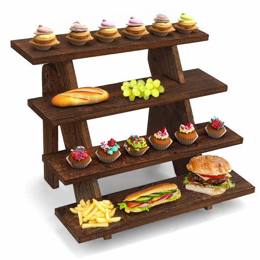 AZ-Homey Platane Wood 4-Tier Display Stand Rustic Brown