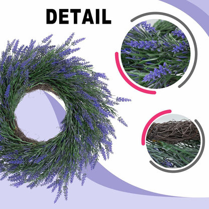 JUST FOR PARTY 18" Lavender Wreath Purple Artificial Spring Summer Decor