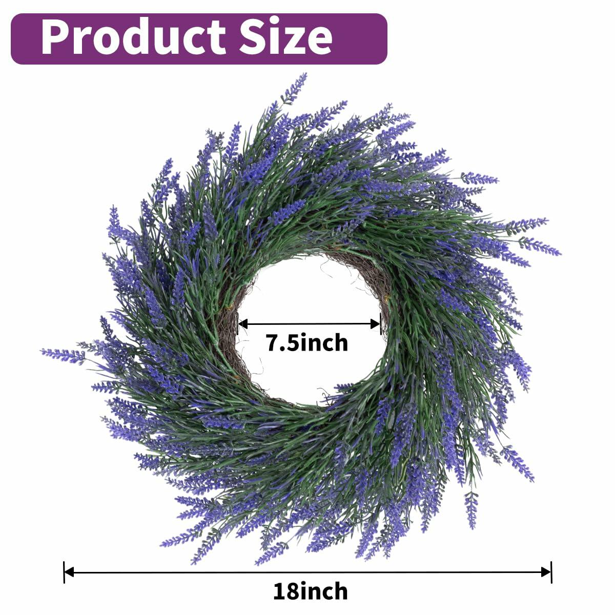 JUST FOR PARTY 18" Lavender Wreath Purple Artificial Spring Summer Decor