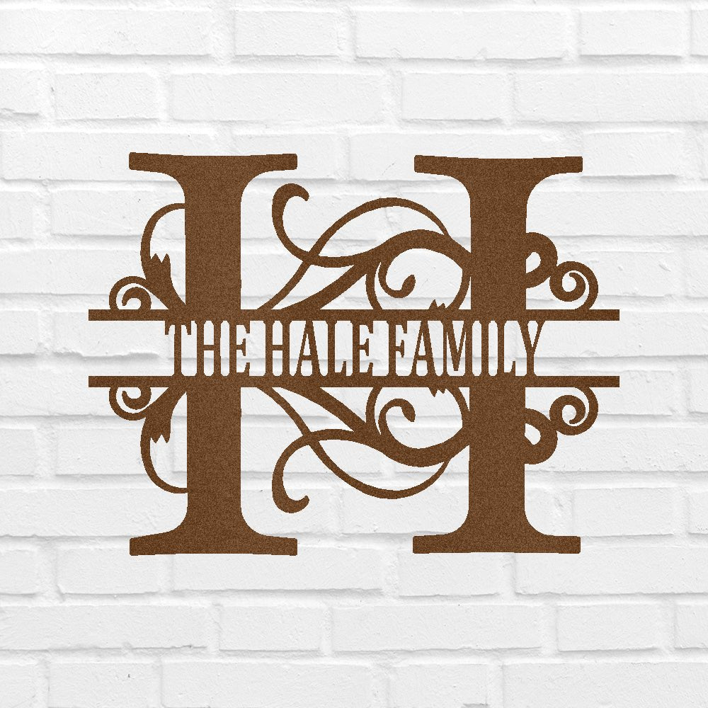 Name Sign - Custom Metal Sign, Family Split Letter Monogram, Wedding Gift