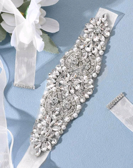 Wedding Bridal White Sash For Women Dress, Wedding Dress Belt  Crystal Rhinestone