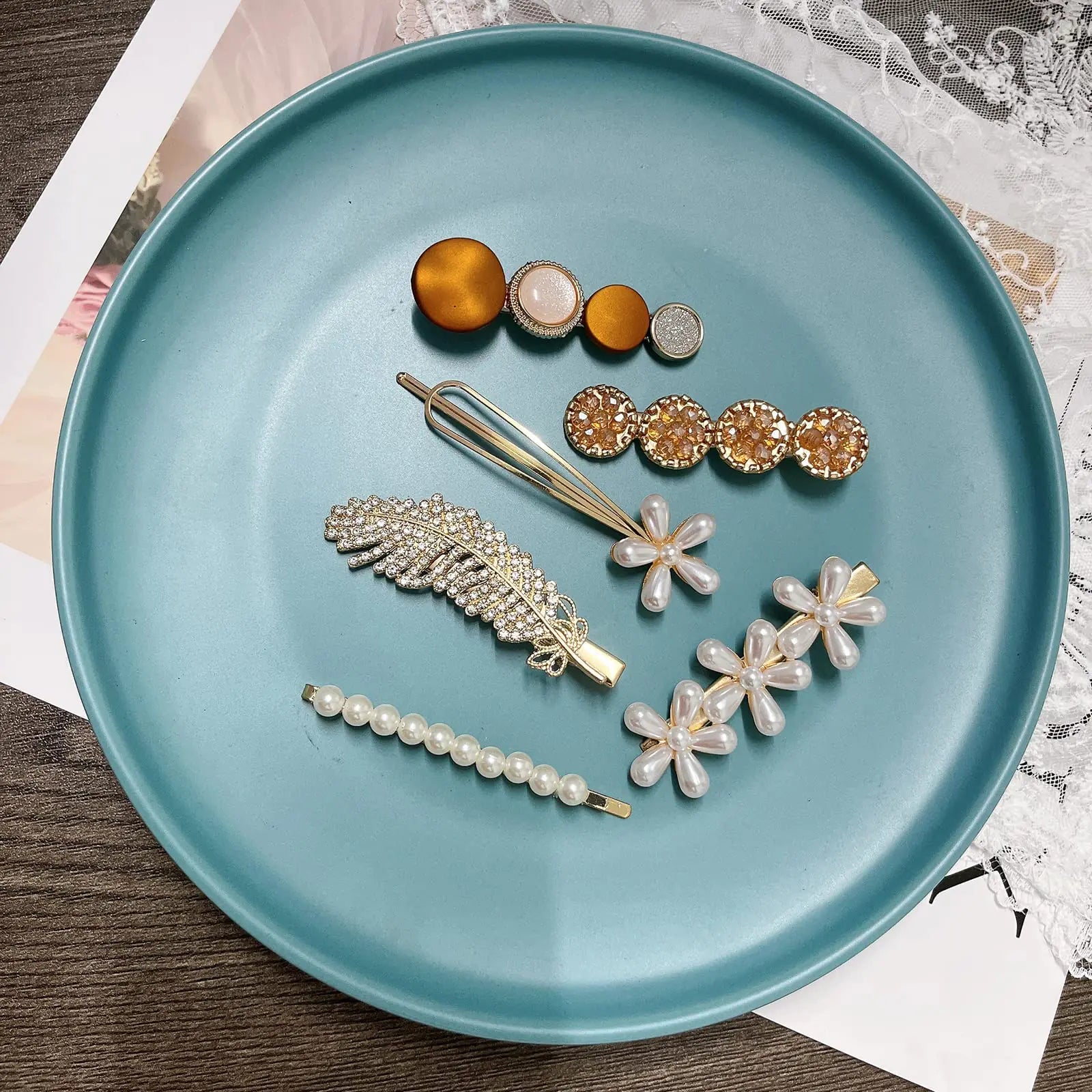 Mehayi 20 PCS Hair Accessories for Decorative Party Wedding, Pearl Hair Clips Set Fashion Korean Acrylic Resin Hair Barrettes, Bobby Pins Hairpins for Women and Ladies Girls Headwear Styling Tools Type C