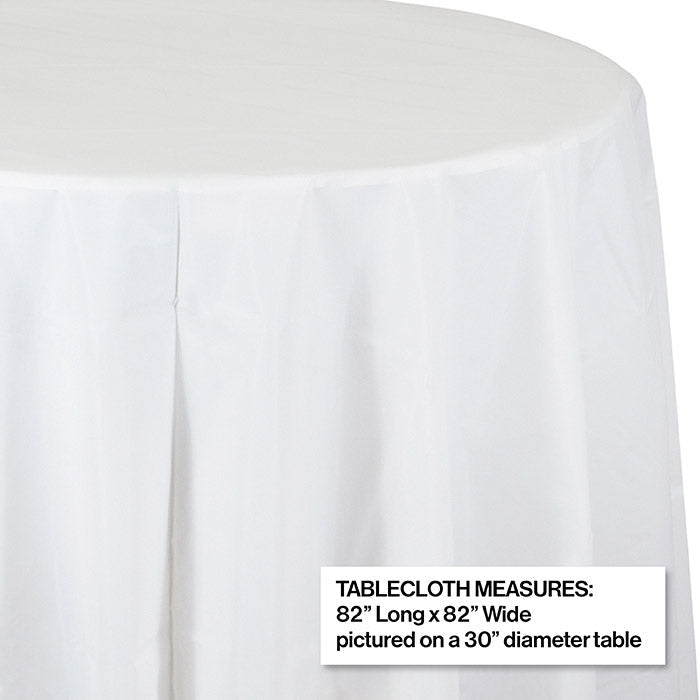 Bulk White Round Plastic 82 inch Table Covers (12 per Case)