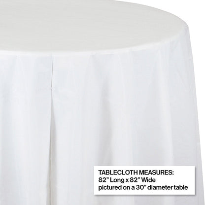 Bulk White Round Plastic 82 inch Table Covers (12 per Case)