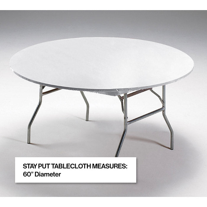 Bulk White Stay Put Plastic 60" Round Table Covers (12 per Case)